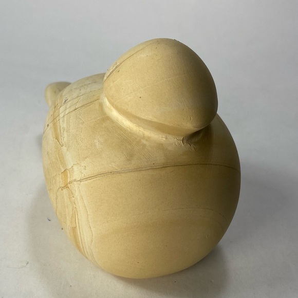 Minimal Decorative Carved Stone Bird Figurine Beige Neutral Decor - Picture 4 of 13